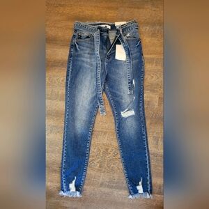KanCan Blue Skinny Jeans with Distressed Details